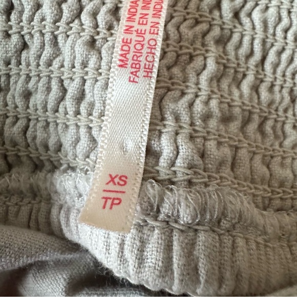 Free People XS Cross of Sunlight Dress Tan Oatmeal Mini Tiered Criss Cross Back - Picture 5 of 8